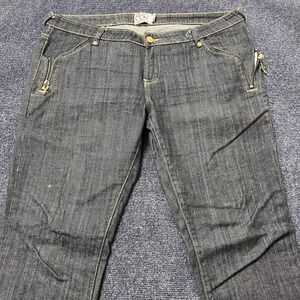 Y2K AKDMKS Jeans Mens 38 x 32 Dark Wash Slim Straight Denim Zip Pockets Blue